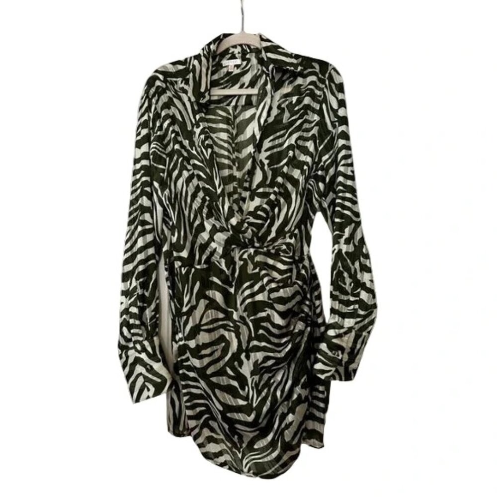 Luxxel Olive and White Patterned Dress